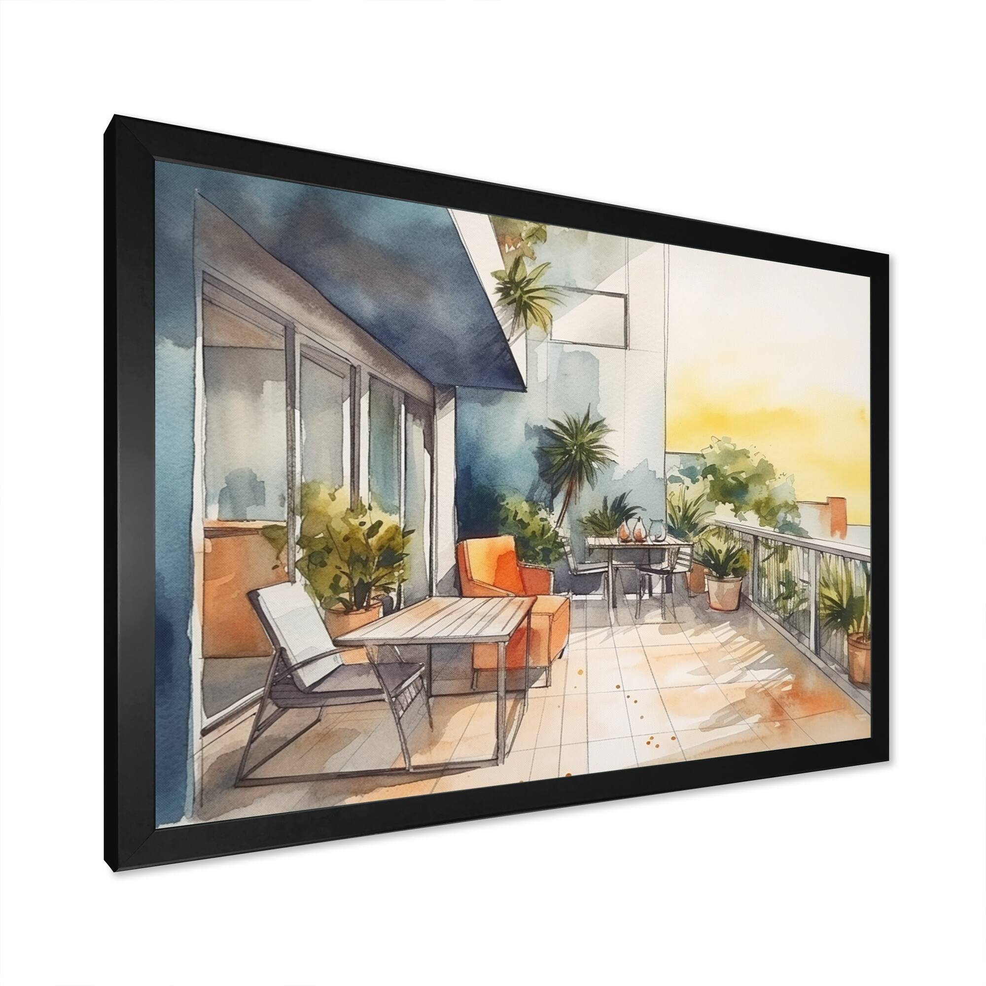 Designart "Capturing The Bliss Of A Summer Terrace Iii" City Art Deco